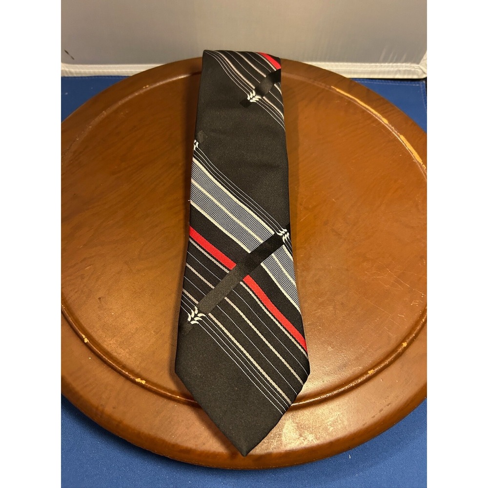 Vintage La Bella Black Men'sStriped‎ Tie Necktie